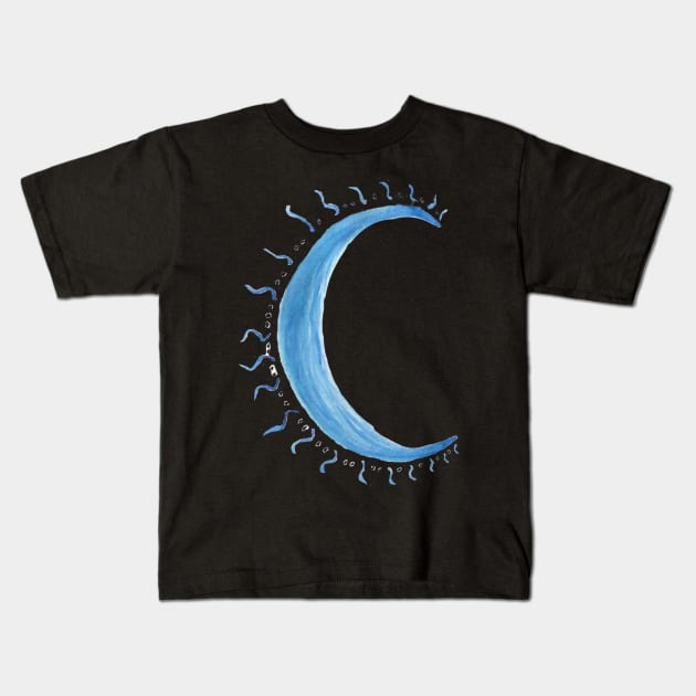 Watercolor Crescent Moon Kids T-Shirt by quirkyandkind